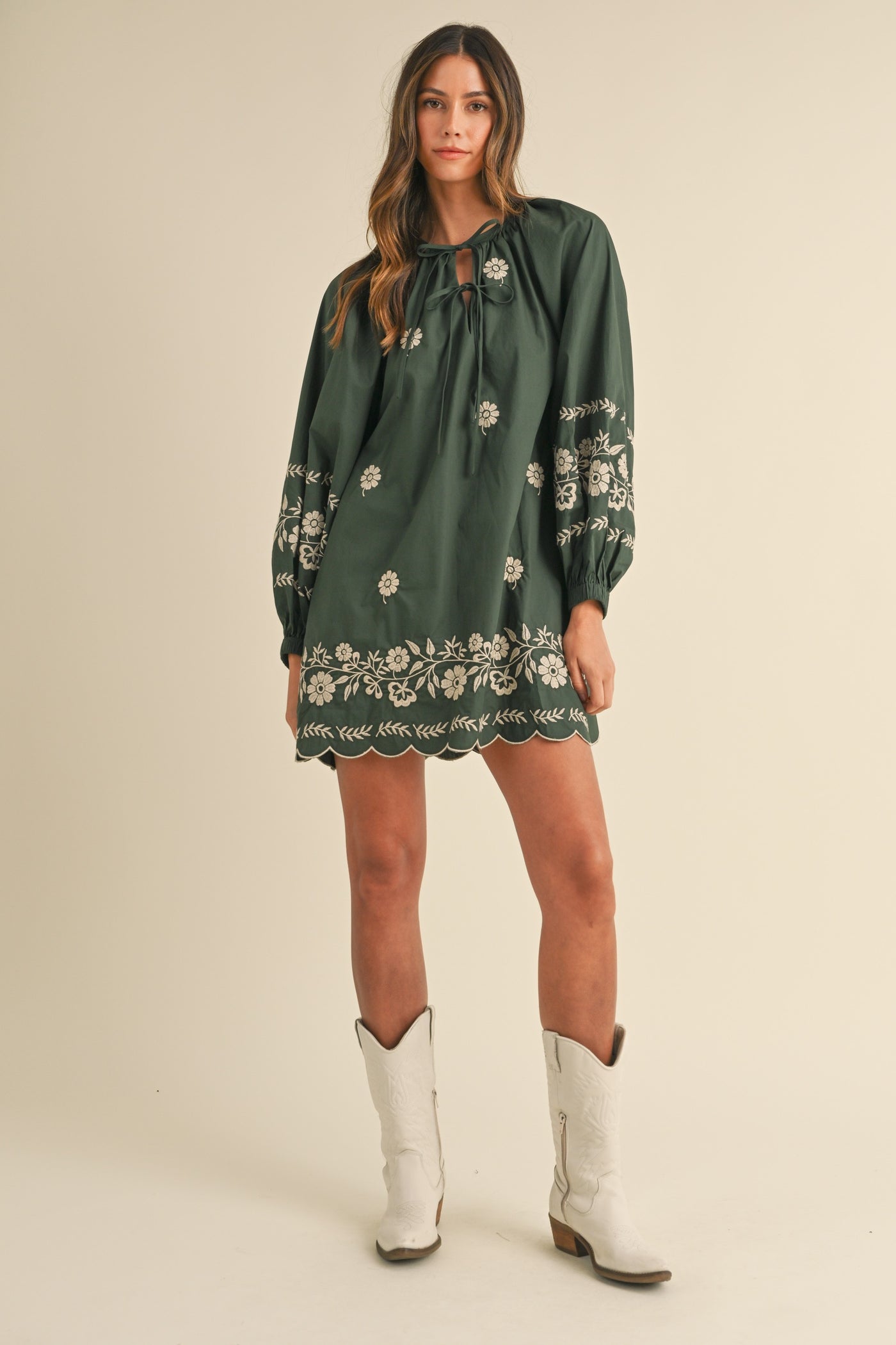 Belle Mini Dress in Hunter Green