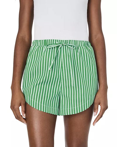 Alexis Rounded Drawstring Shorts in Green/Summer White