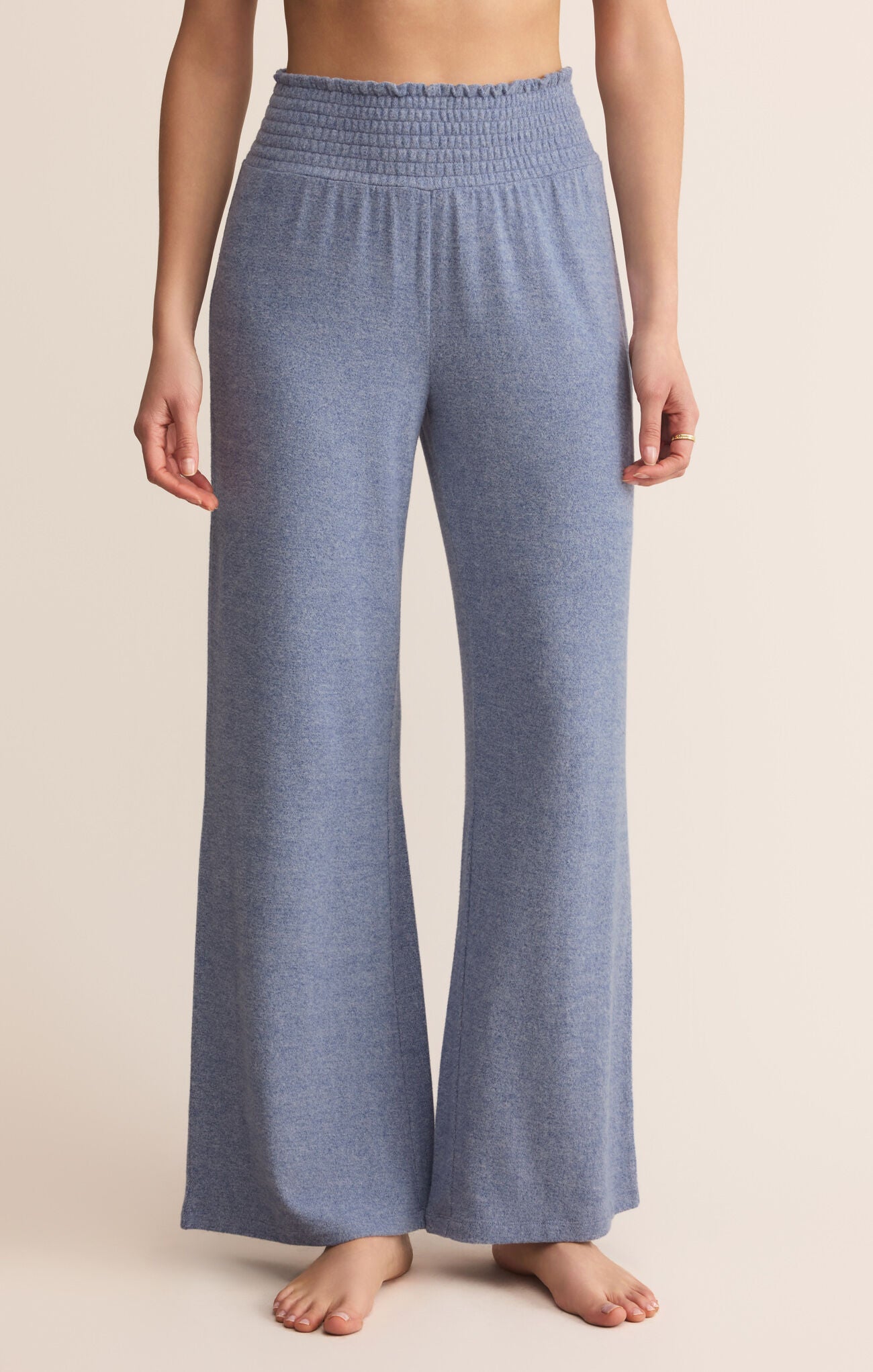 Dawn Smocked Pant in Blue Velvet
