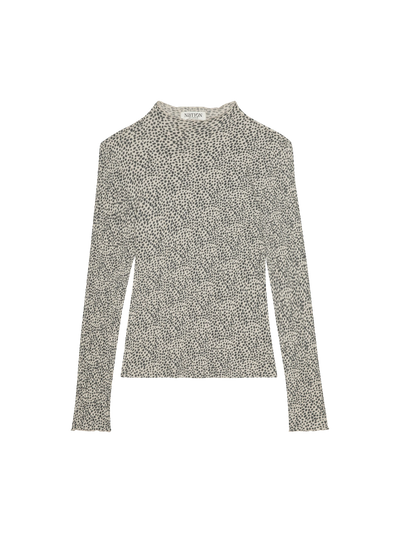 Brenna Mock Neck Top in Winter Pebble