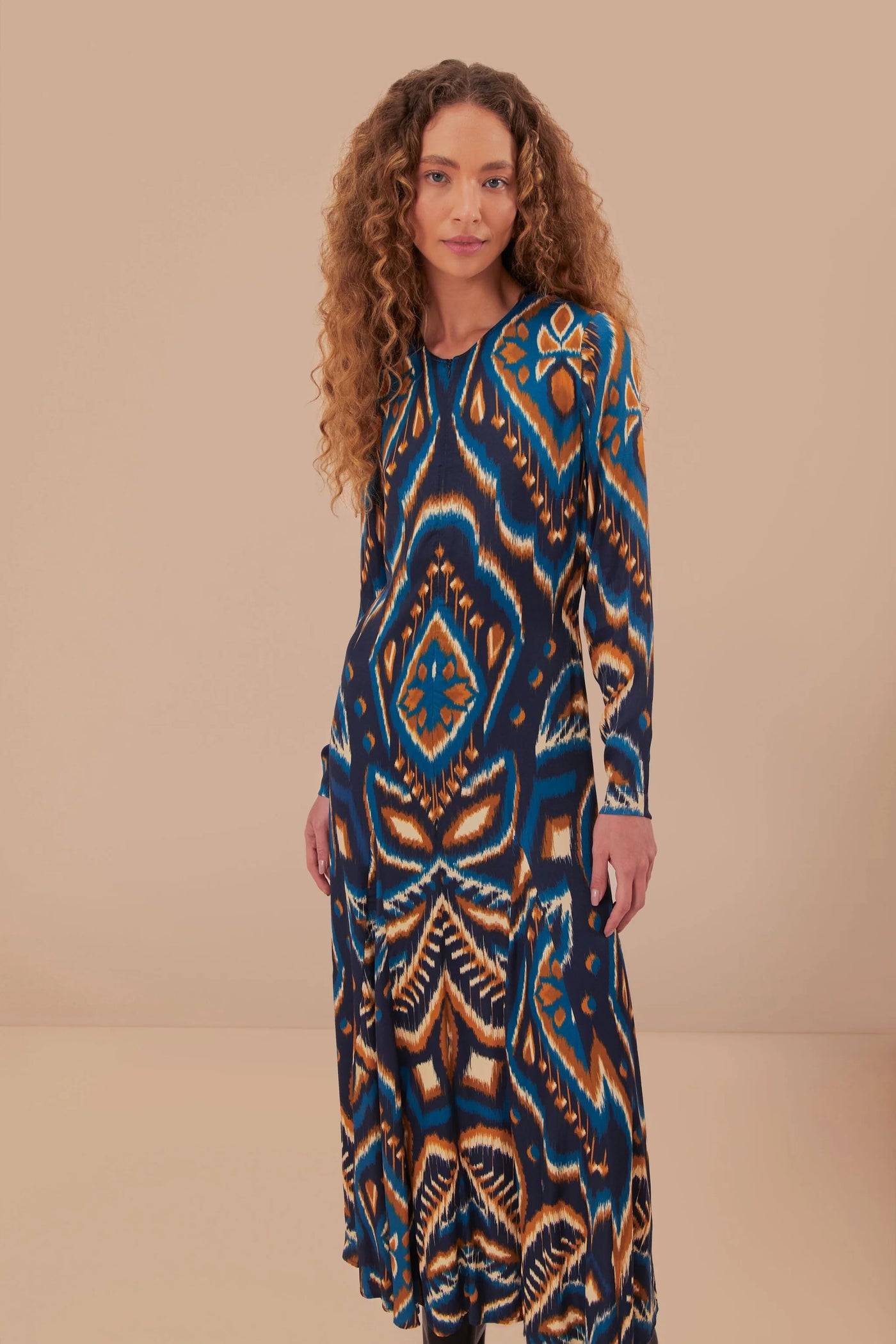 Pineapple Ikat Maxi Dress in Blue Multi