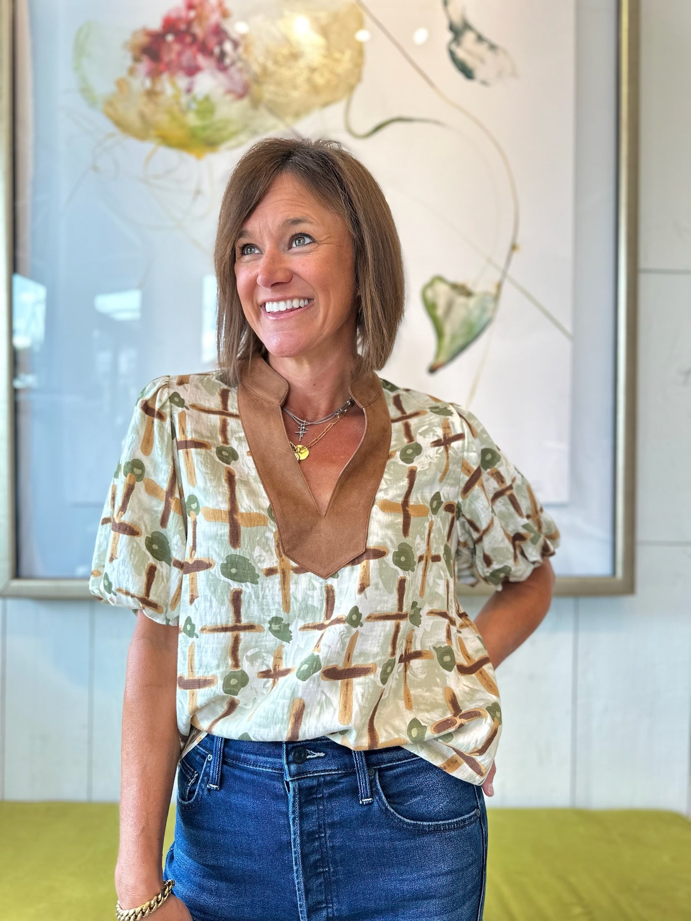 Francis Top in Brown Multi