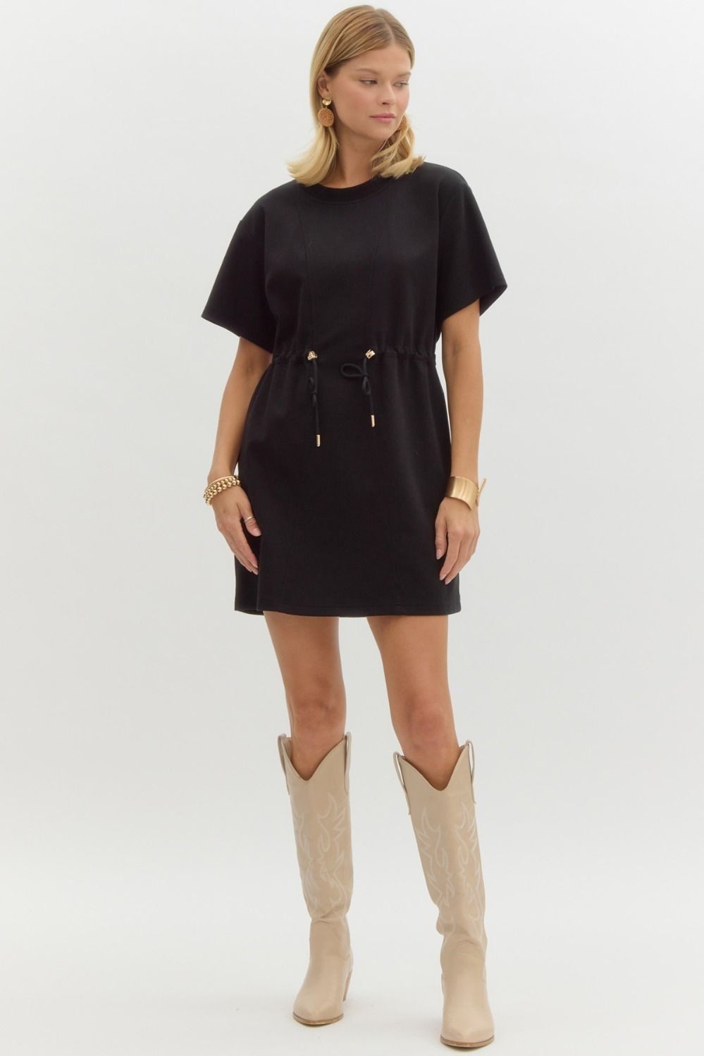 On The Go T-Shirt Dress in Black