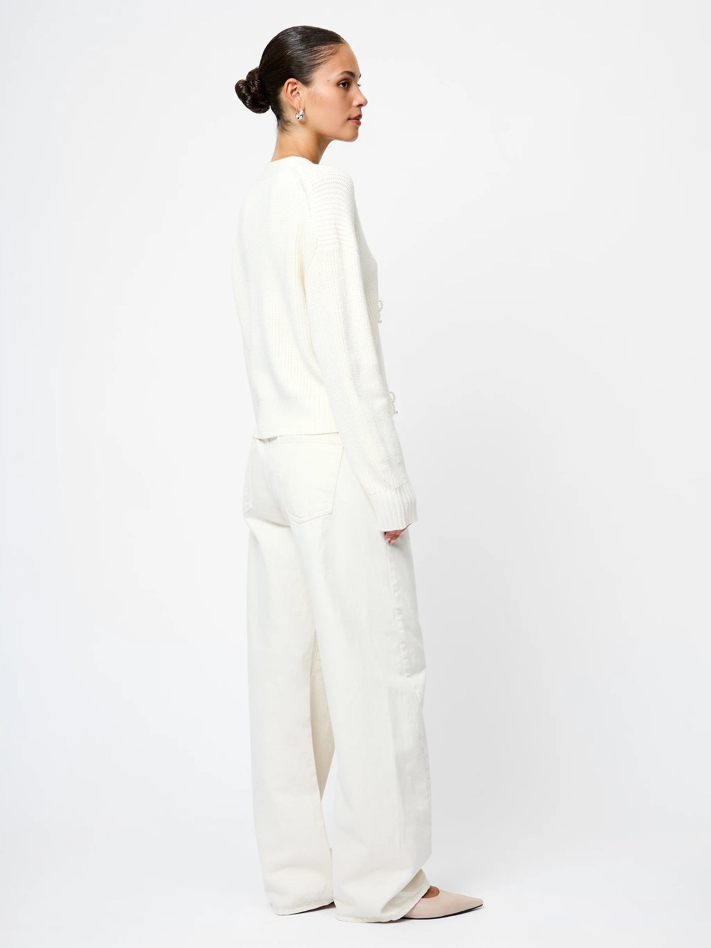 Babysoft Pearl Bow Sweater in Porcelain Cream