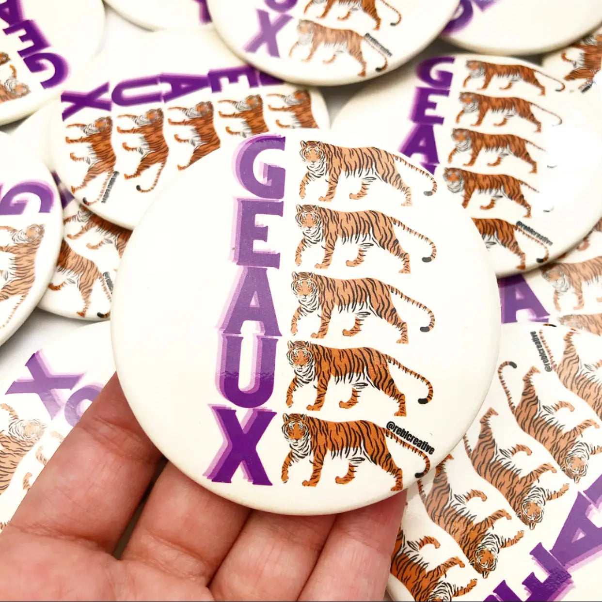 "Geaux" Game Day Button in Cream