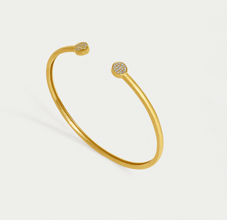 Mirabeau Pave Open Bangle Bracelet in White Topaz/Gold