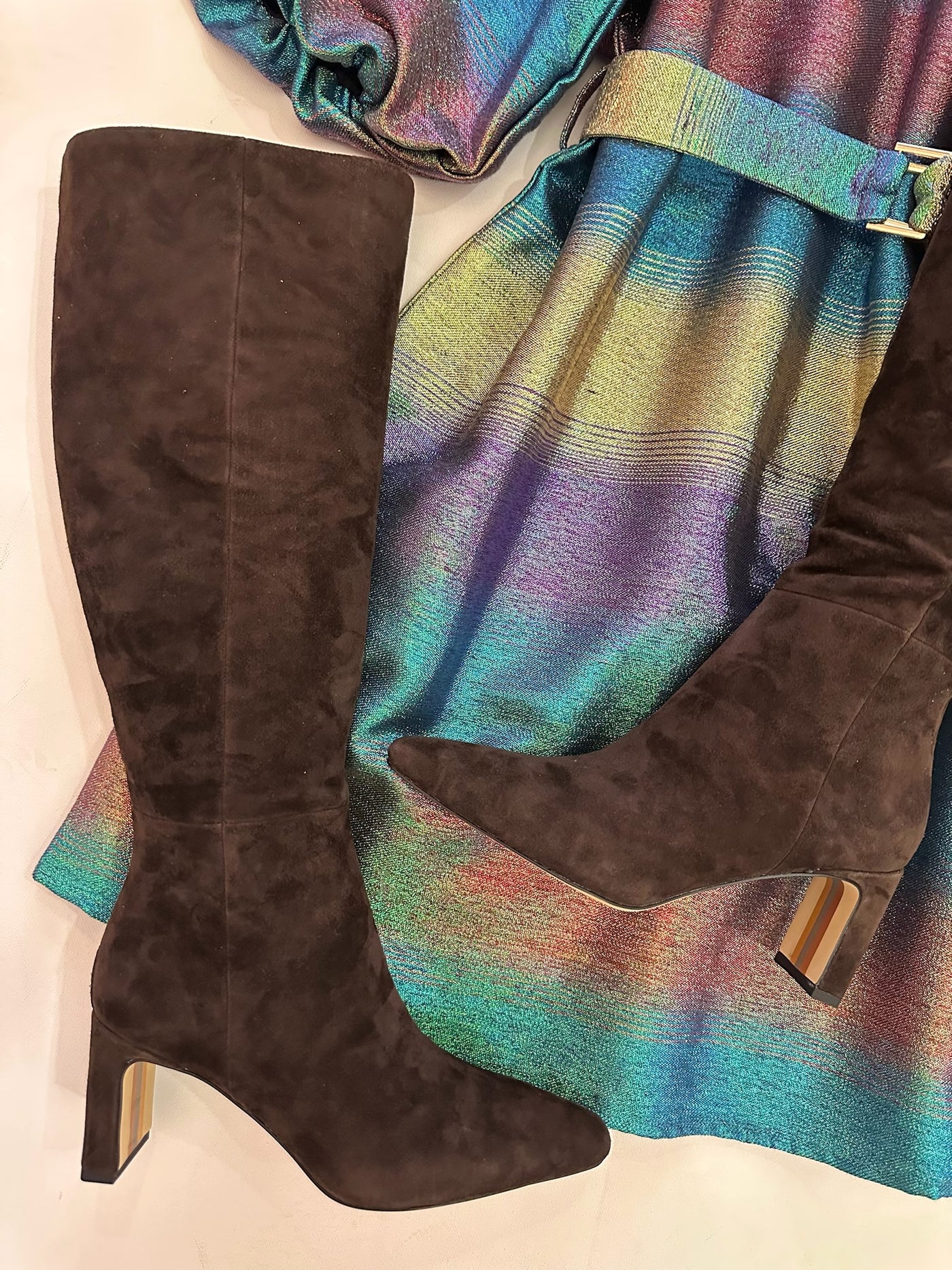 Morna Dress in Rainbow Metallic