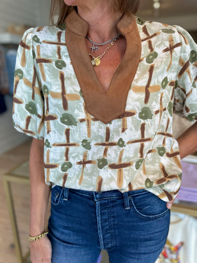 Francis Top in Brown Multi