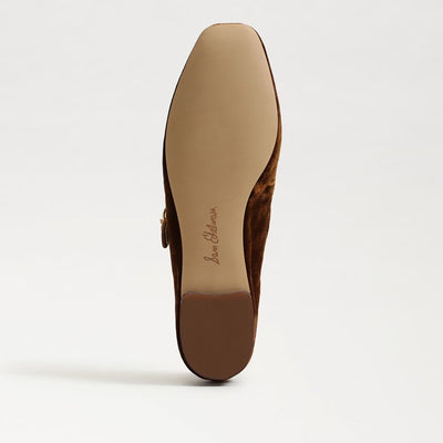 Michaela Mary Jane Flat in Spiced Carmel Brown Velvet