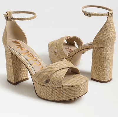 Jullian Platform Heel in Bleached Beachwood Weave