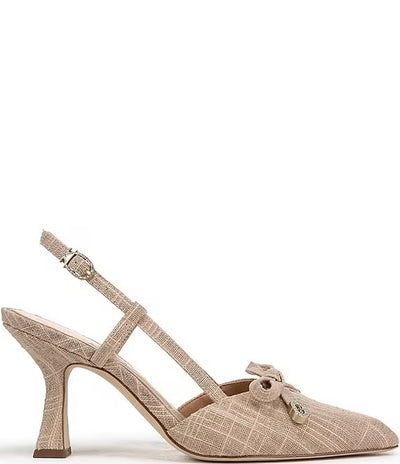 Monica Shimmer Slingback Heel in Natural Gold