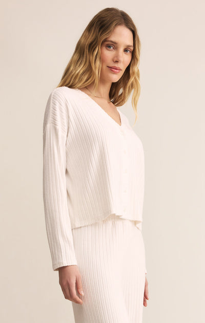Mara Ribbed Cardigan in Vanilla Ice