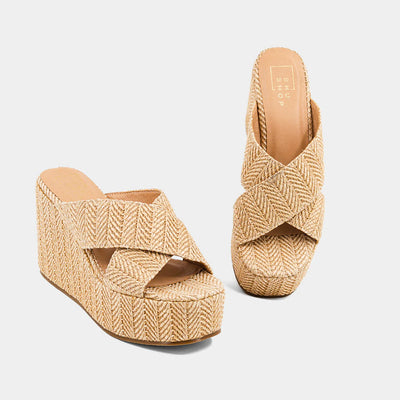 Ludovica Wedge Heel in Natural Woven