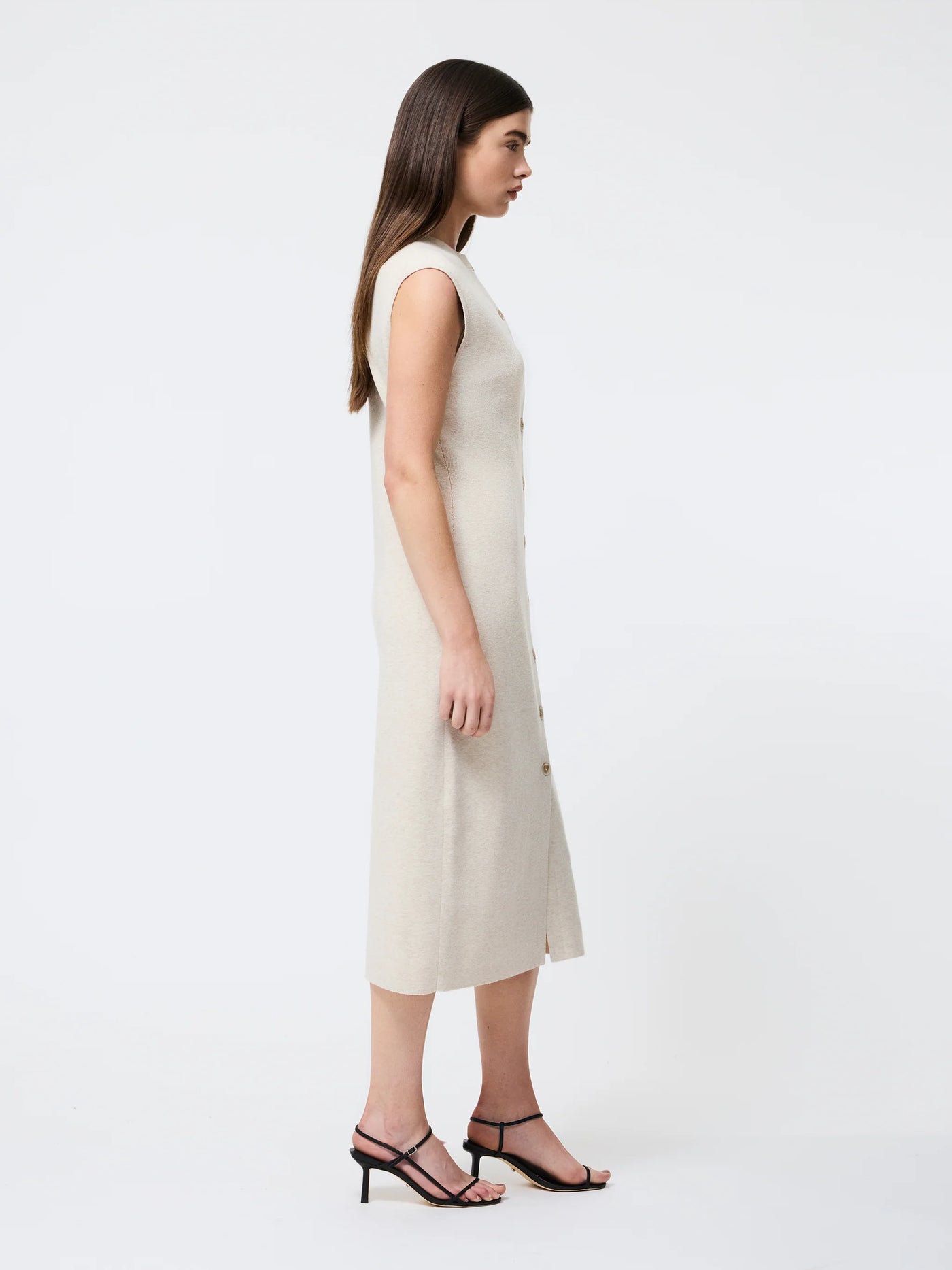 Marley Knit Button Down Midi Dress in Oatmeal Mel