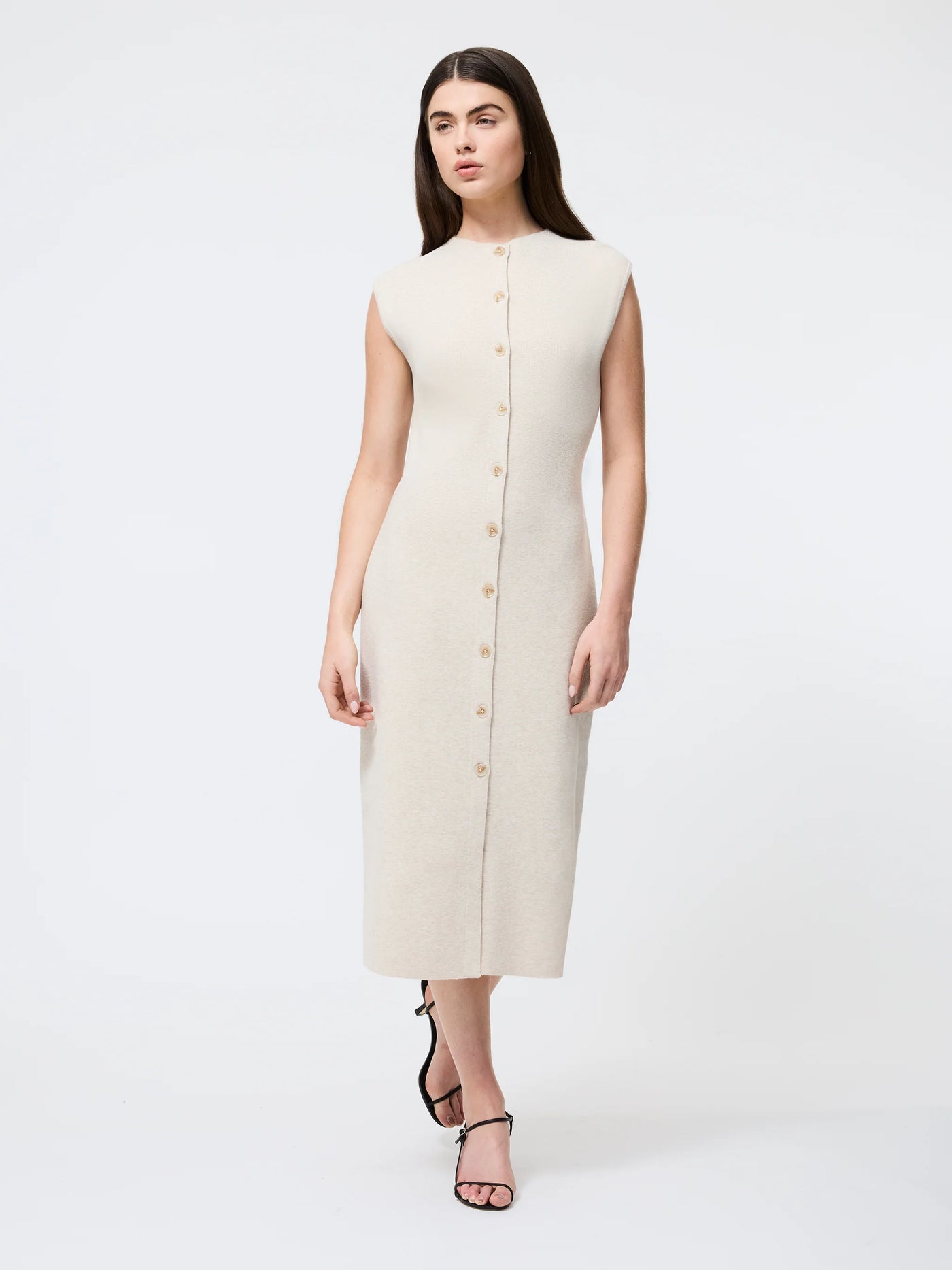 Marley Knit Button Down Midi Dress in Oatmeal Mel