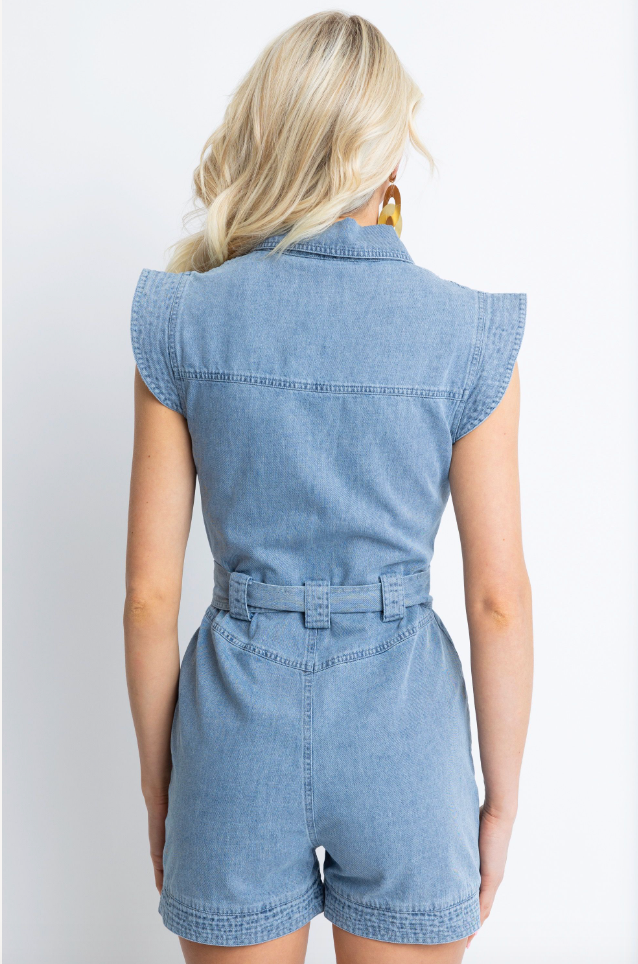 Denim Romper in Blue