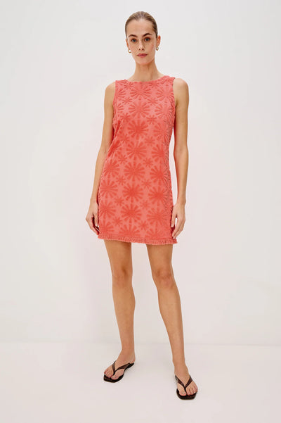 Ginger Dress in Red Sunburst Jacquard