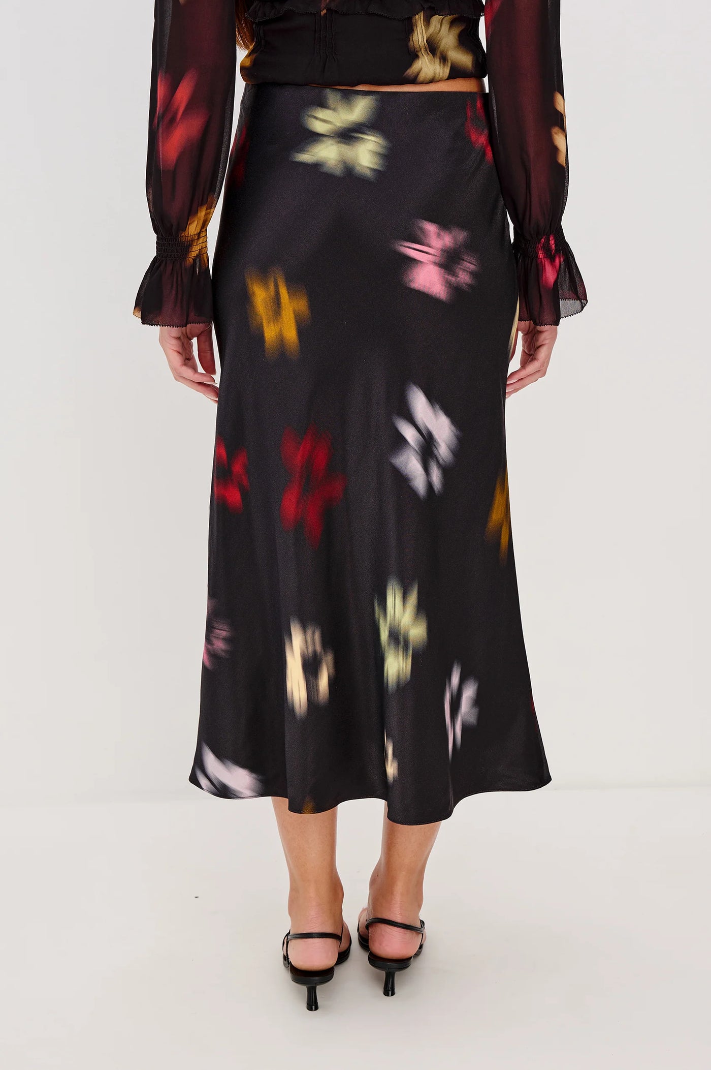Anya Skirt in Onyx Blurred Floral