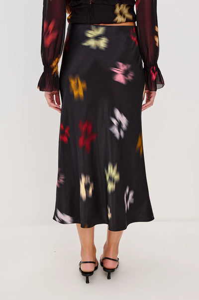 Anya Skirt in Onyx Blurred Floral
