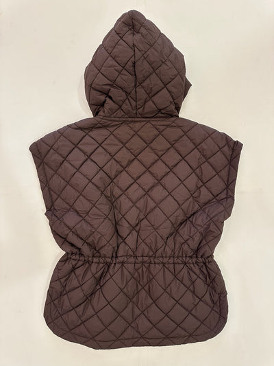Quilted Hoodie Vest in Chocolate