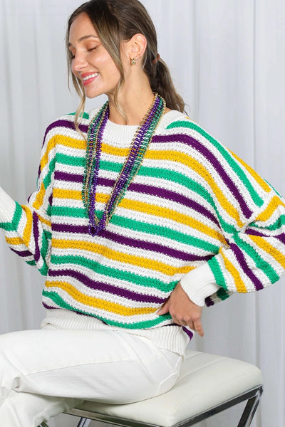 Mardi Gras Stripe Sweater in Multi