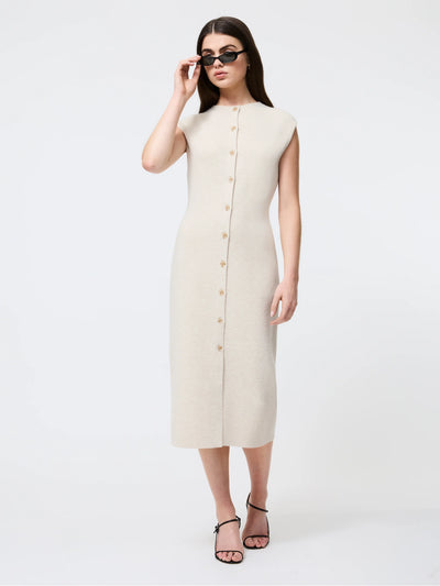 Marley Knit Button Down Midi Dress in Oatmeal Mel