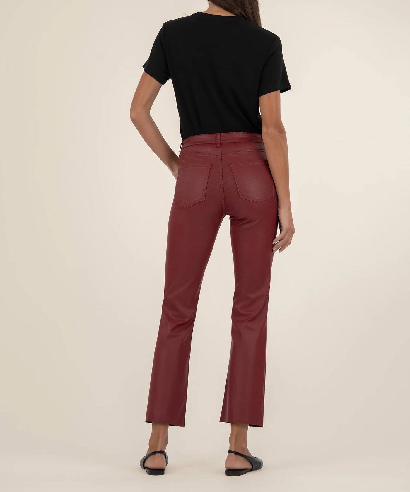 Kelsey Coated High Rise Ankle Flare in Ox Blood