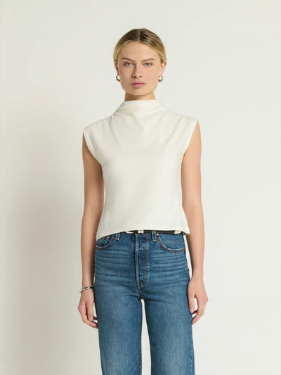 Lulu Mock Neck Top in Porcelain