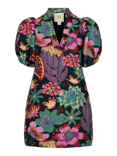 Hampton Mini Dress in Midnight Garden