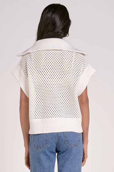 Allie Zip Up Sweater in White