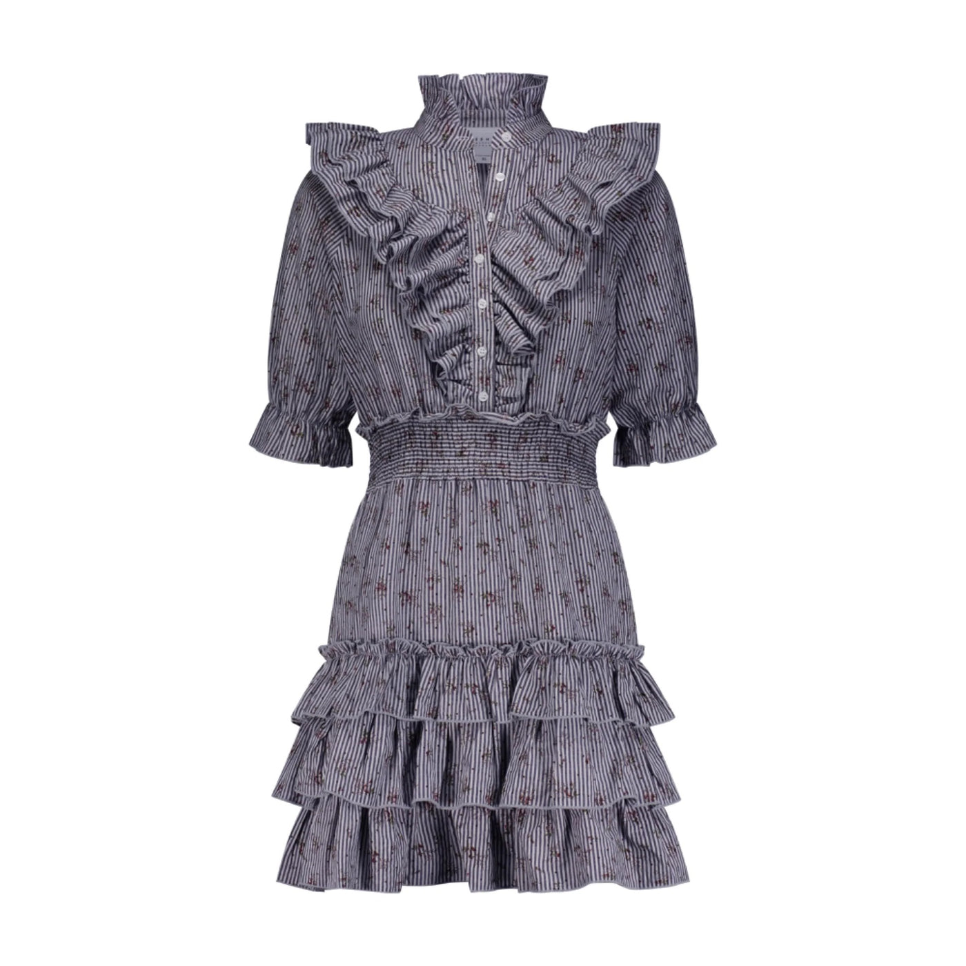 The Ruffled Minidress in Floral Stripe