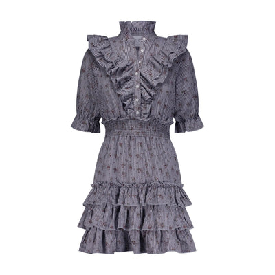 The Ruffled Minidress in Floral Stripe