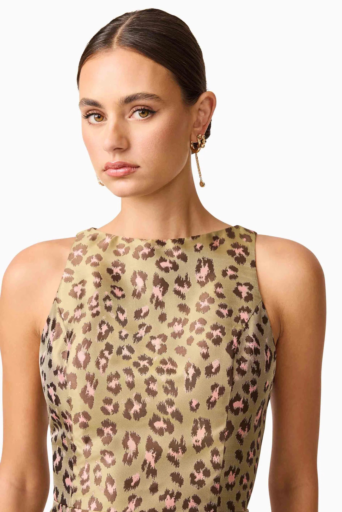 Elara Tulip Mini Dress in Leopard