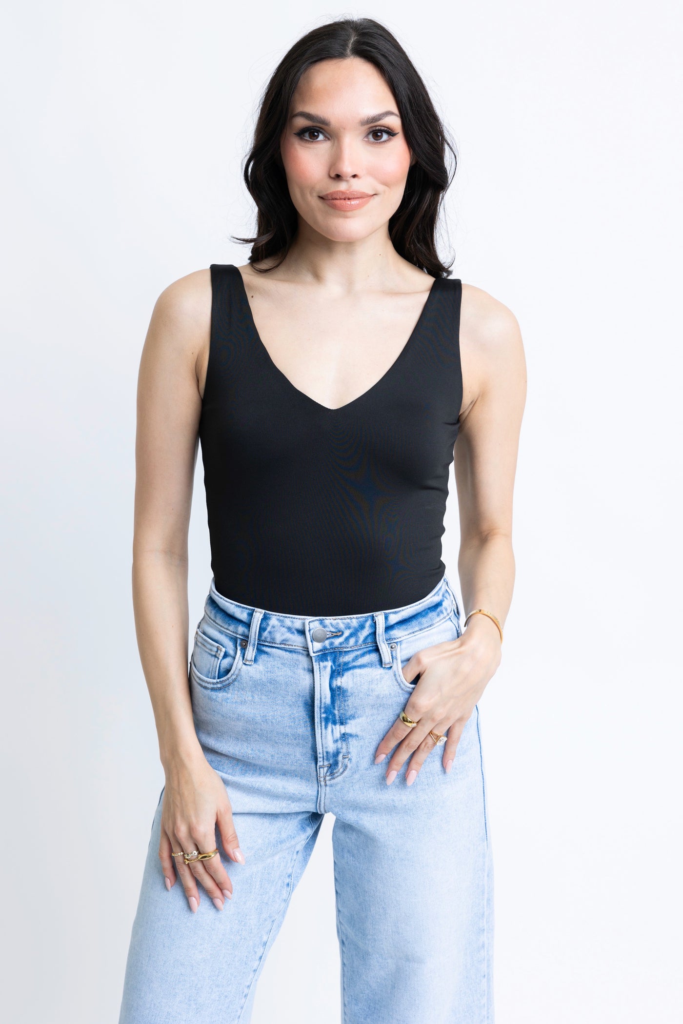 V-Neck Bodysuit in Black