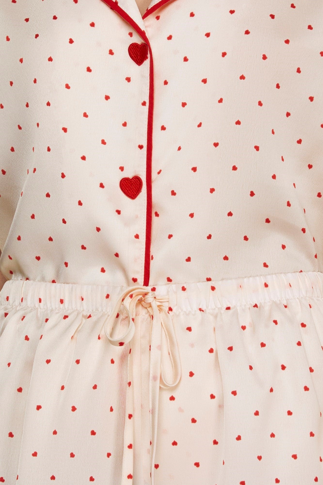 Heart Print PJ Set in Off White