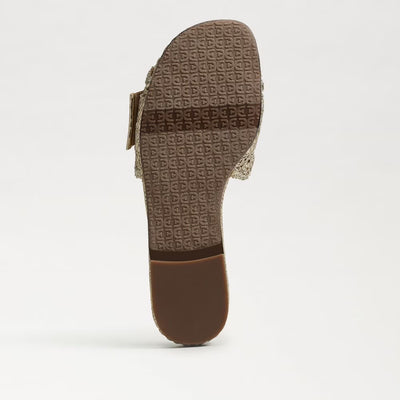 Bambi Slide Sandal in Amber Gold Raffia