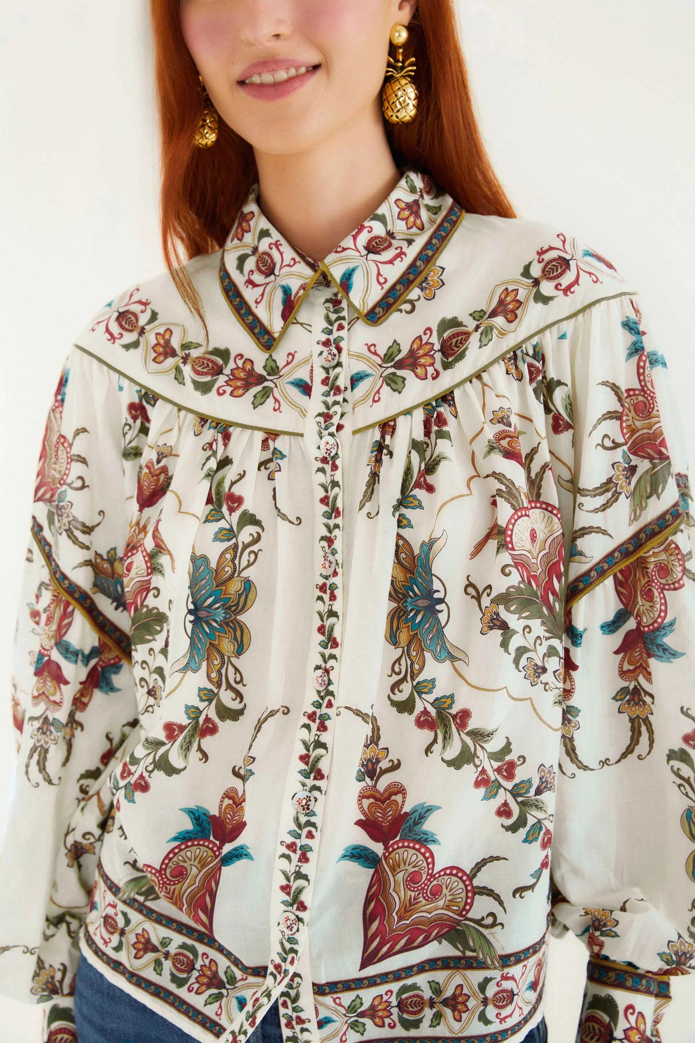 Majestic Hearts Blouse in Cream