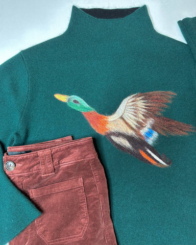 Mallard Cashmere Sweater in Cedar Green