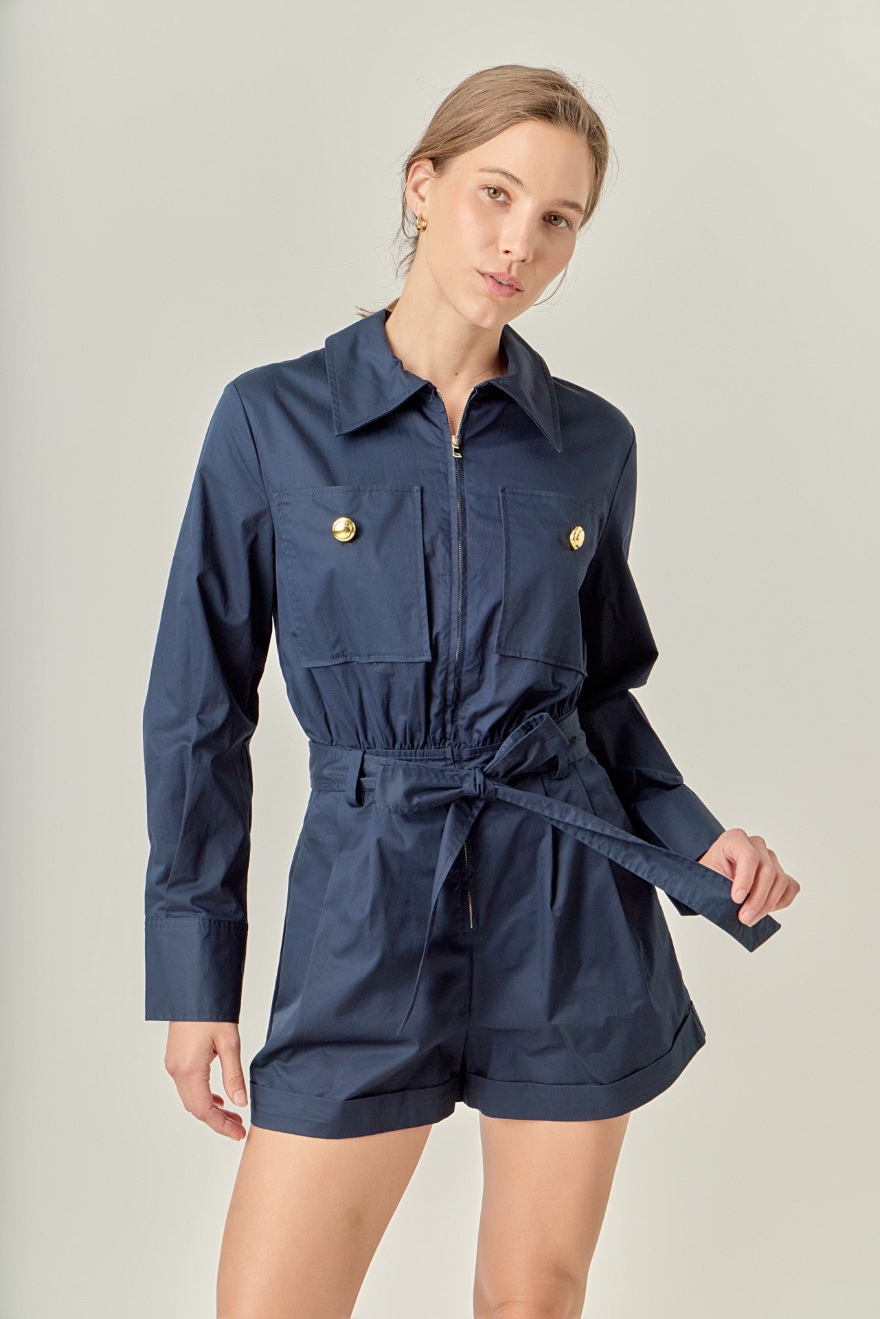 Big Pocket Romper in Navy