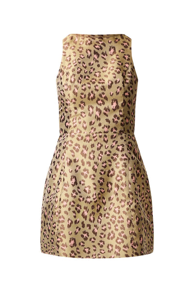 Elara Tulip Mini Dress in Leopard
