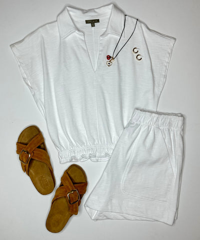 Pull On Pocket Short in White