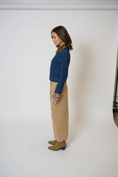 Gia Denim and Fur Jacket in Leopard