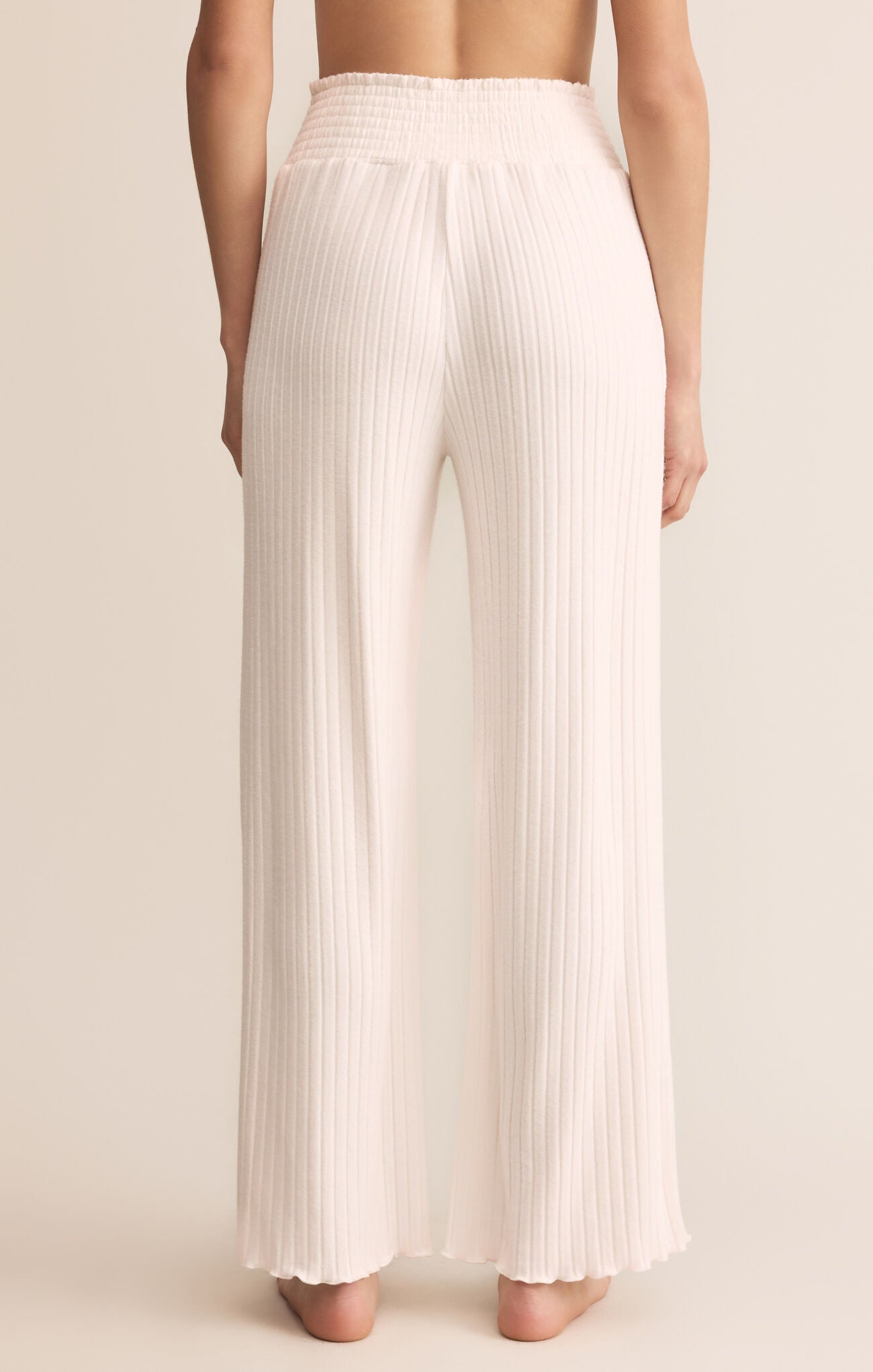 Dawn Smocked Rib Pant in Vanilla Ice