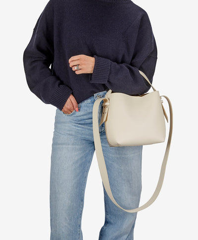 Selena Bucket Bag in Ivory European Calfskin Leather