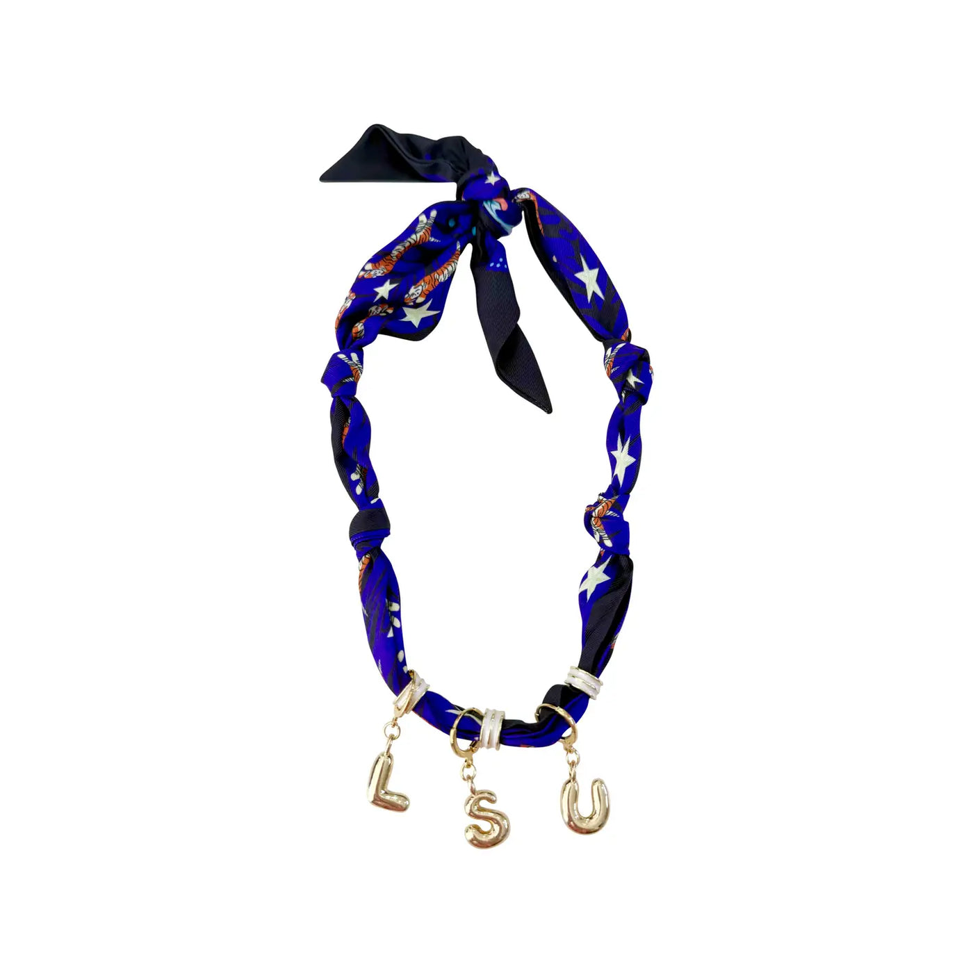 LSU Game Day Bubble Letter Scarf Necklace in Purple Tiger