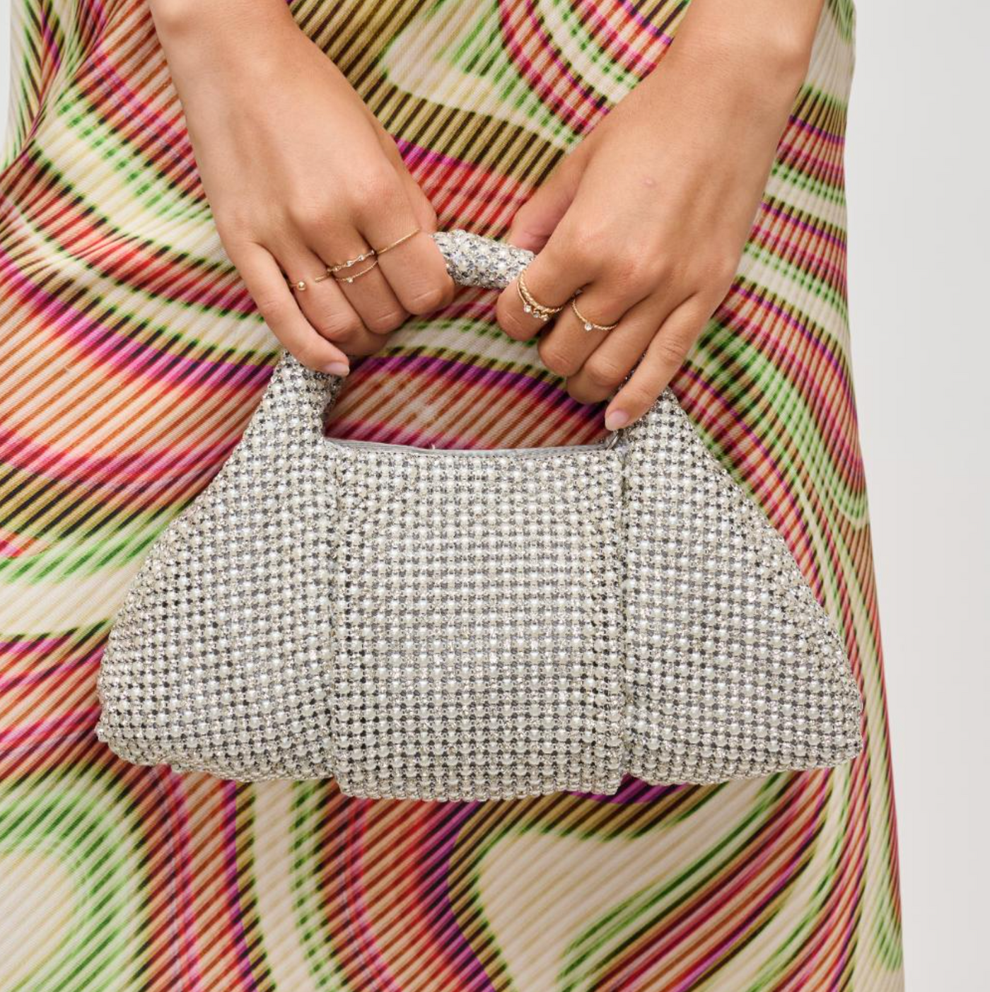 Renata Evening Bag in Pearl Silver