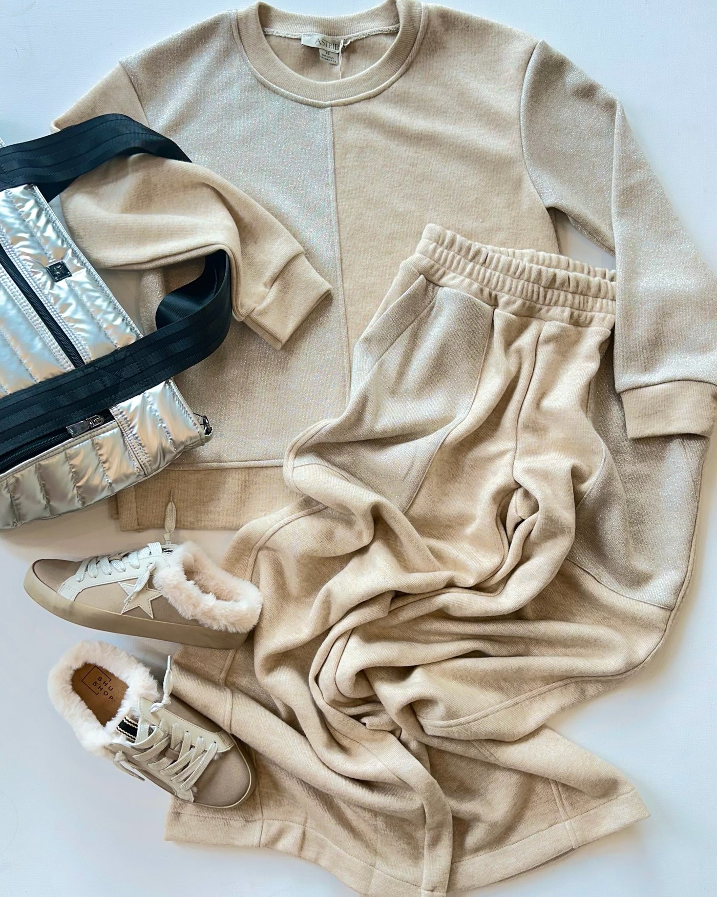 Sparkle Sweatpants in Camel