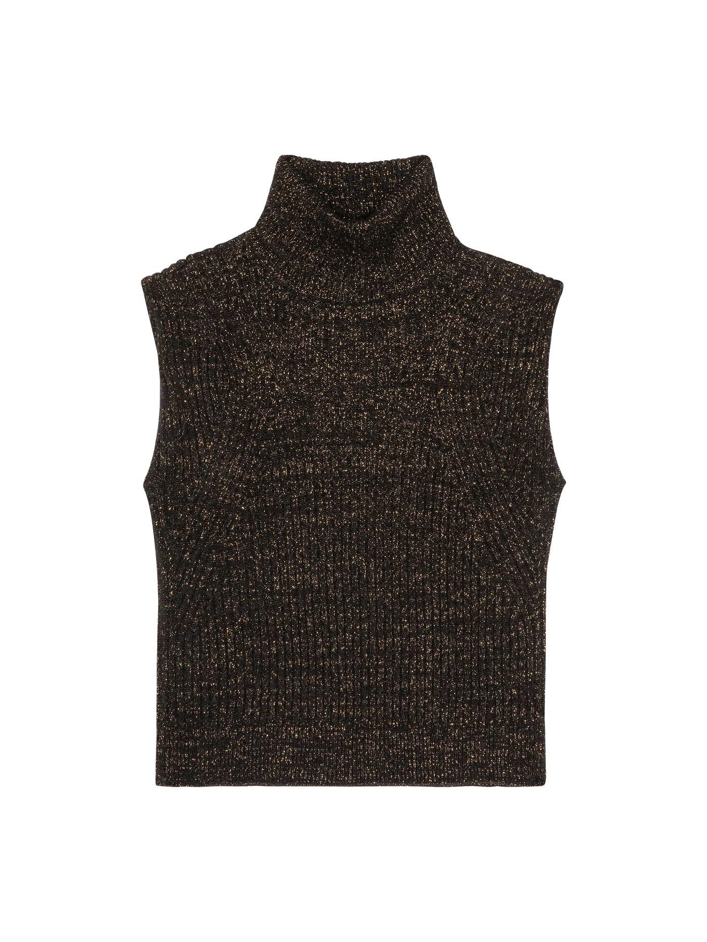 Isha Turtleneck Tank in Shiny Jet Black