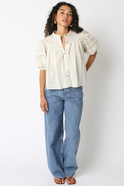 Lainey Stripe Shirt in Ivory/Black