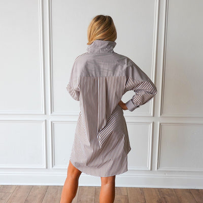 Frances Dress in Camel Stripe